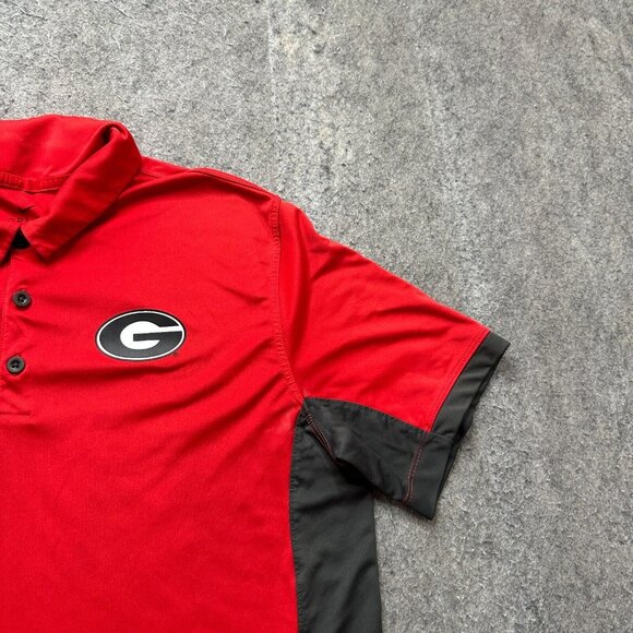 Georgia Bulldogs Nike Polo Shirt Men M Red Colorblock Performance Short Sleeve - Picture 3 of 15